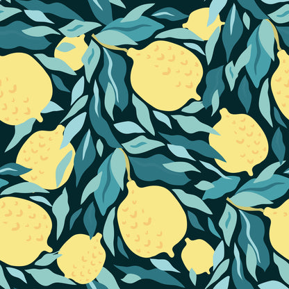 Square Canvas Lemon & Leaves Vector Art Design High Quality Print 100% Australian Made