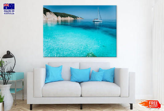 Lonely Sailing Boat on Calm Sea Photograph Print 100% Australian Made
