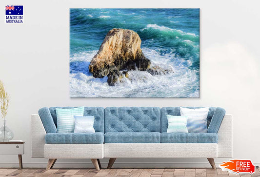 Sea Wave Small Rock Beach View Photograph Print 100% Australian Made