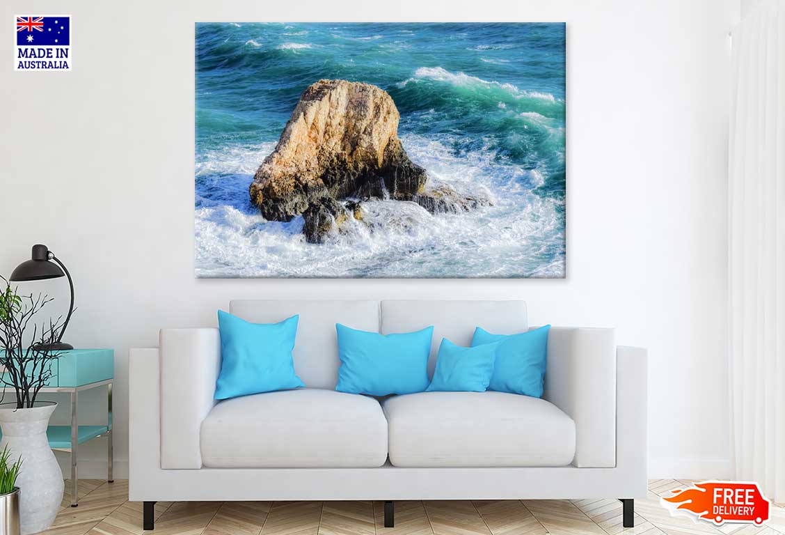 Sea Wave Small Rock Beach View Photograph Print 100% Australian Made