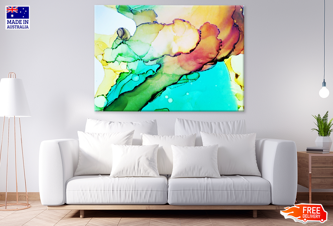 Green Yellow Red & Blue Abstract Design Print 100% Australian Made