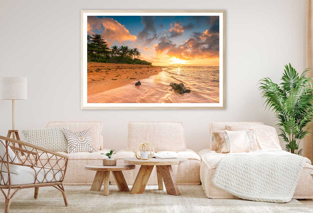 Sandy Beach Sunset Photograph in Aracruz Home Decor Premium Quality Poster Print Choose Your Sizes