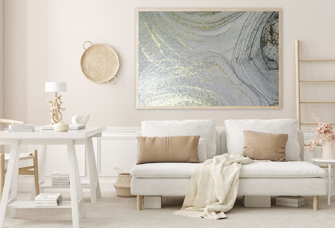 Grey & Gold Fluid Abstract Design Home Decor Premium Quality Poster Print Choose Your Sizes