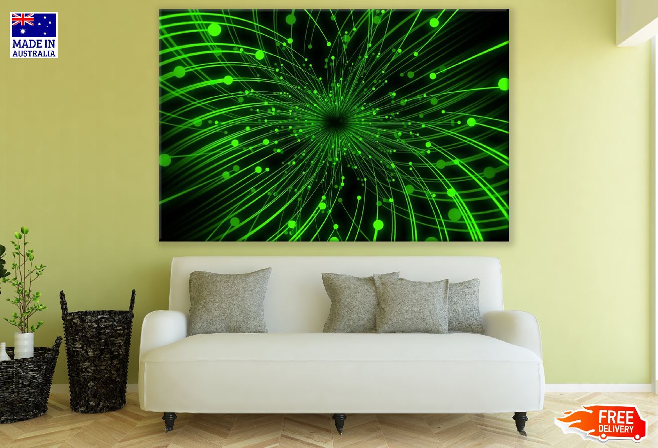 Green Circles & Lines Digital Abstract Design Print 100% Australian Made