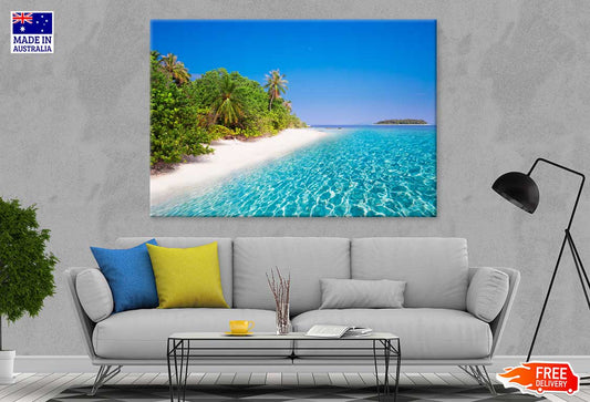 Island Sandy Beach & Palm Trees View Photograph Print 100% Australian Made