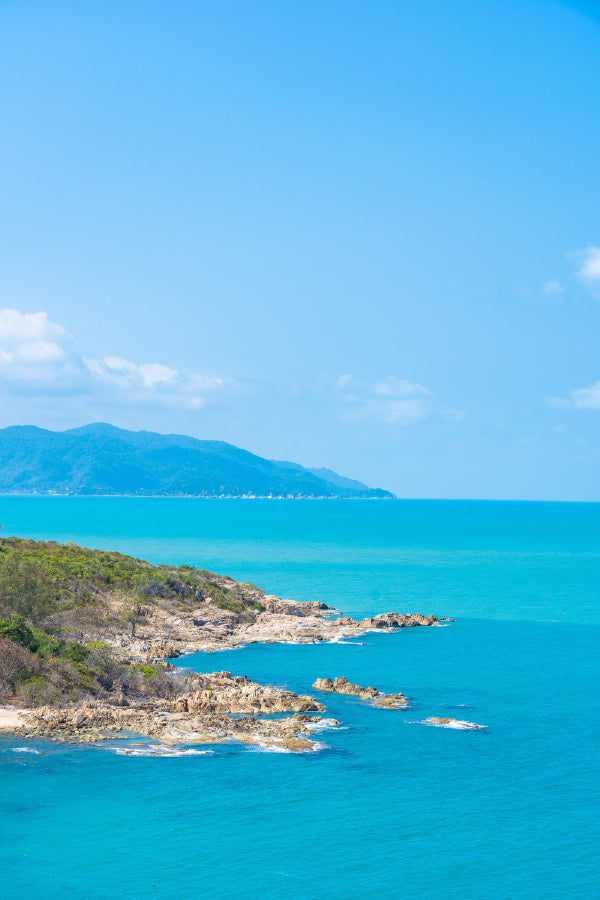 Tropical Rocky Sea with Blue Sky Photograph Print 100% Australian Made