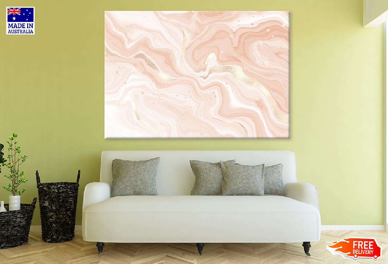 Beige Gold Fluid Abstract Design Print 100% Australian Made