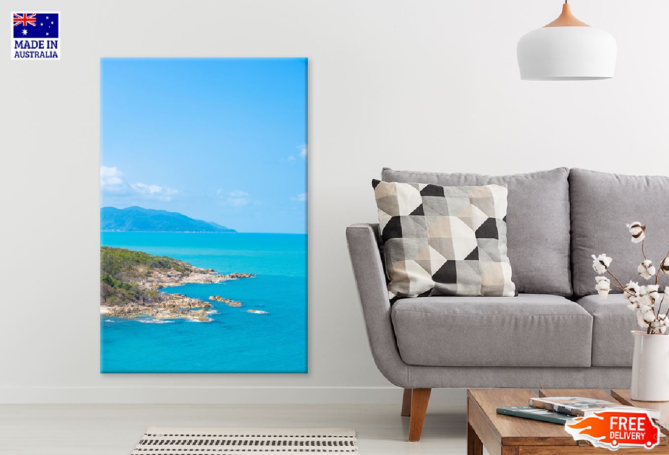 Tropical Rocky Sea with Blue Sky Photograph Print 100% Australian Made