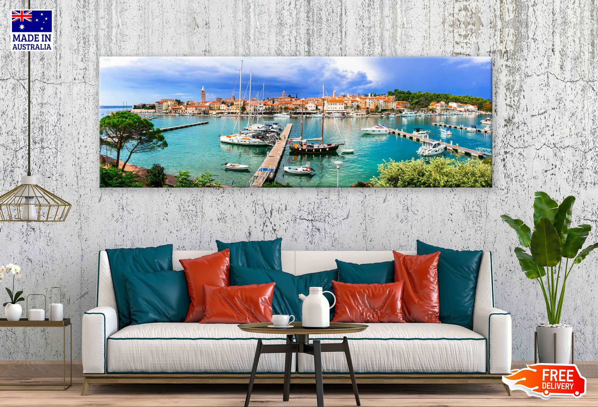 Panoramic Canvas Old Town Sea View Photograph Croatia High Quality 100% Australian Made Wall Canvas Print Ready to Hang