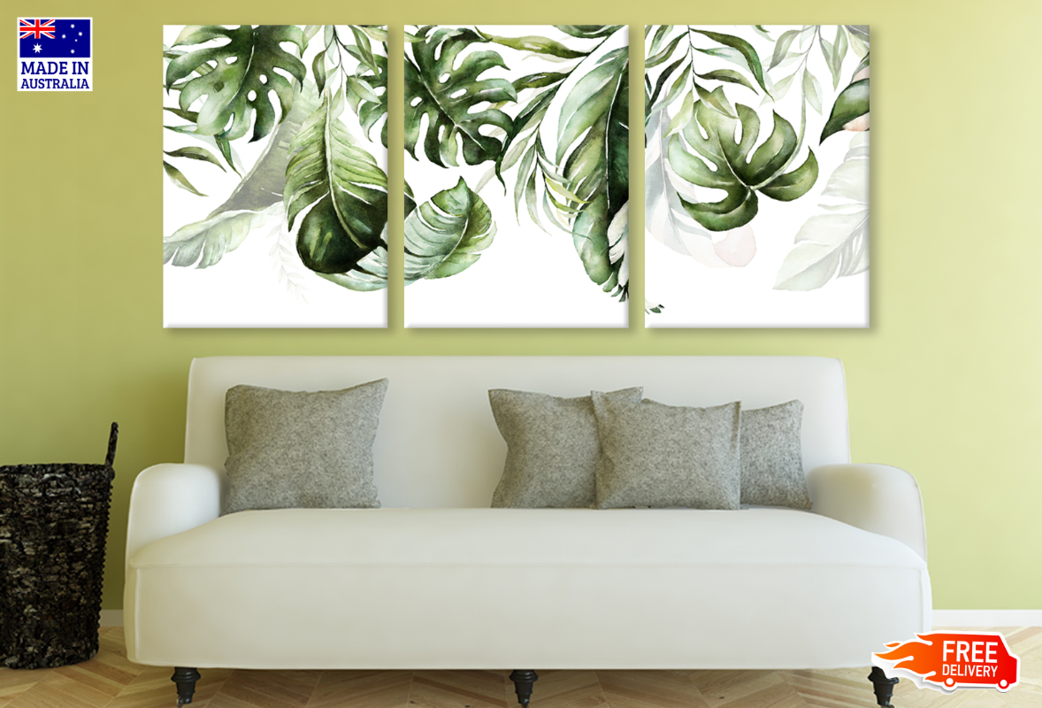 3 Set of Leaves Painting High Quality print 100% Australian made wall Canvas ready to hang