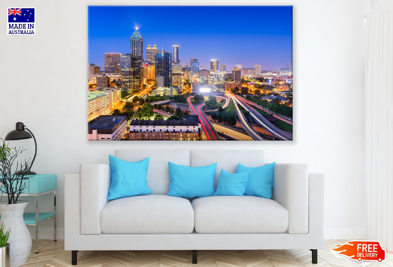 Atlanta, Georgia, USA Downtown City Skyline Night Photograph Print 100% Australian Made