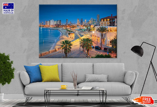Tel Aviv Beach Night Photograph Print 100% Australian Made