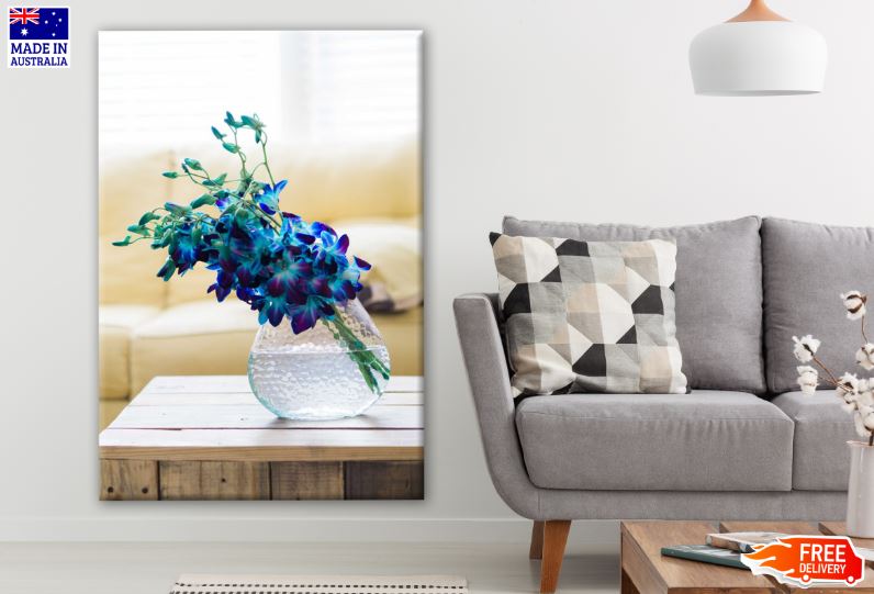 Blue & Purple Flowers Vase Photograph Print 100% Australian Made