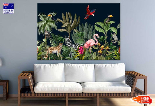 Animals Birds on Dark Forest Art Print 100% Australian Made