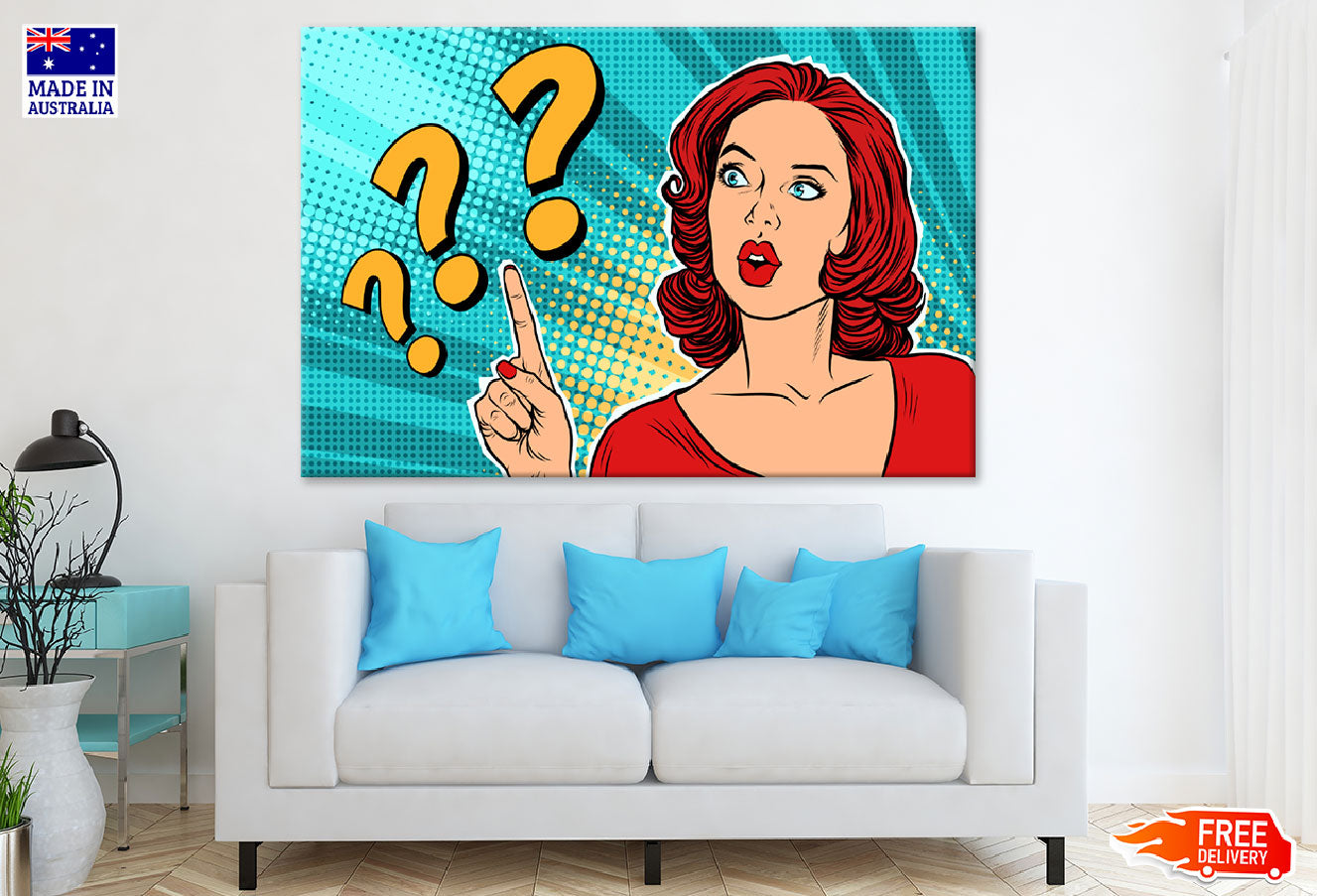 Short Hair Girl with Question Marks Quote Illustration Print 100% Australian Made