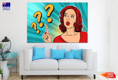 Short Hair Girl with Question Marks Quote Illustration Print 100% Australian Made