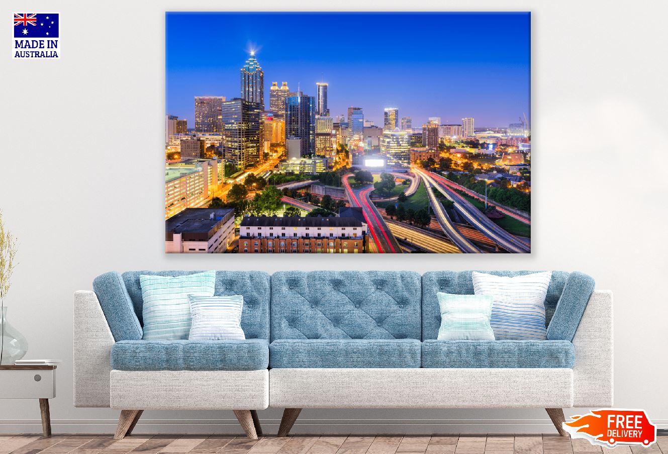 Atlanta, Georgia, USA Downtown City Skyline Night Photograph Print 100% Australian Made