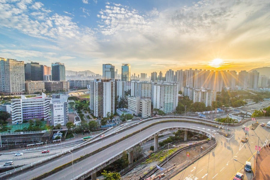 Modern Cityscape & Road Of Hong kong Sunset Photograph Print 100% Australian Made