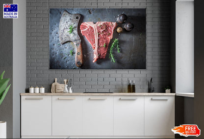 Tasty Red Steak on Old Metal Table Photograph Print 100% Australian Made