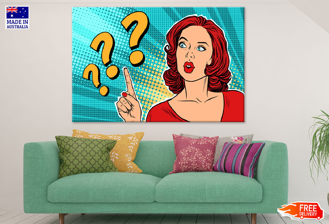 Short Hair Girl with Question Marks Quote Illustration Print 100% Australian Made
