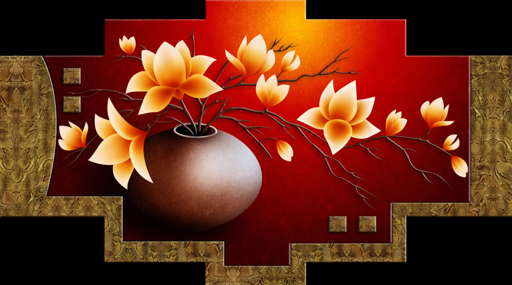 Flowers in a Pot Abstract Design Home Decor Premium Quality Poster Print Choose Your Sizes