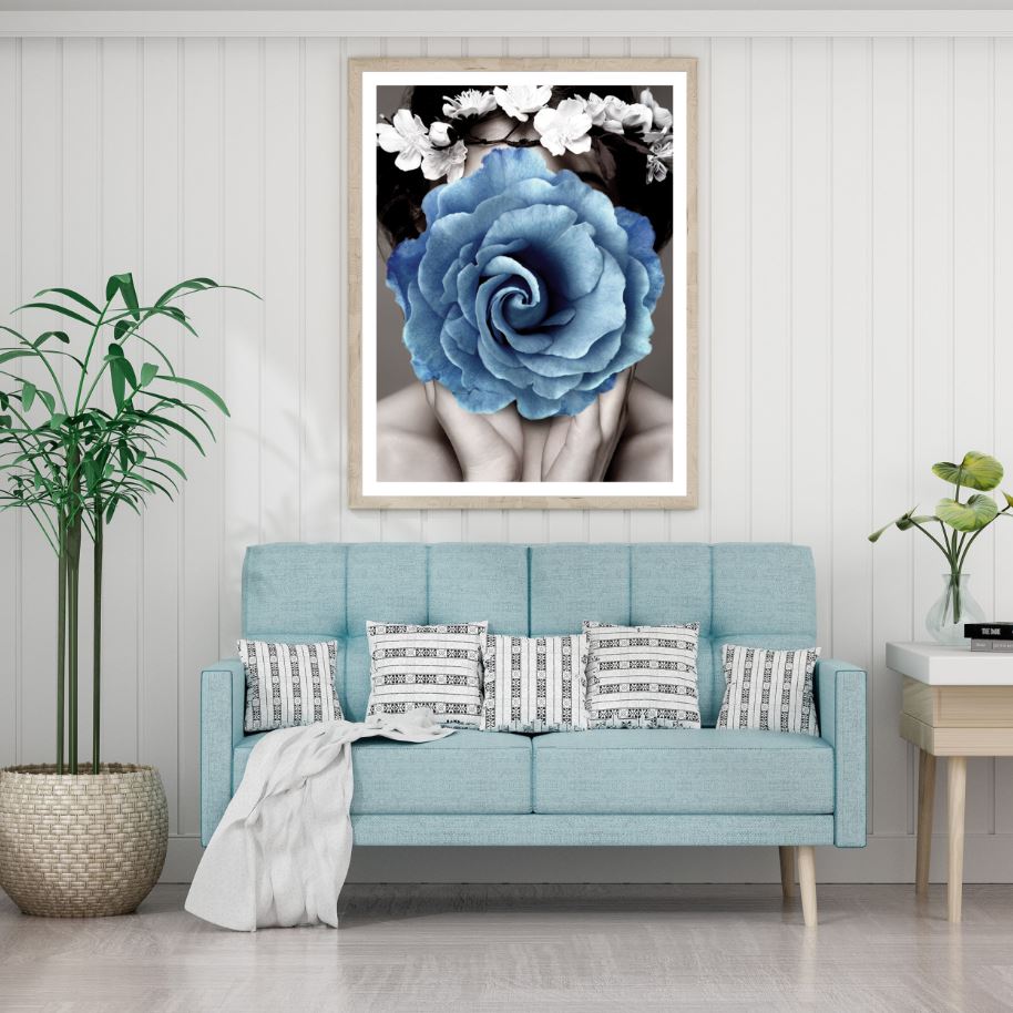 Girl with Blue Flower Photograph Home Decor Premium Quality Poster Print Choose Your Sizes