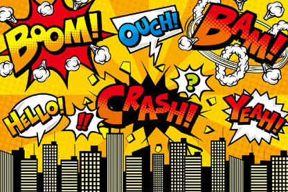 BOOM CRASH HELLO OUCH BAM YEAH Chat Bubbles Illustration Print 100% Australian Made