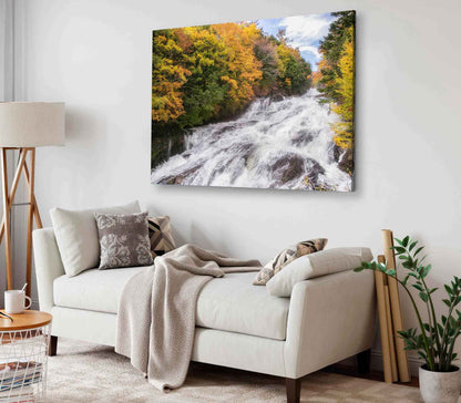 Bella Home Waterfall & Autumn Trees Around Print Canvas Ready to hang