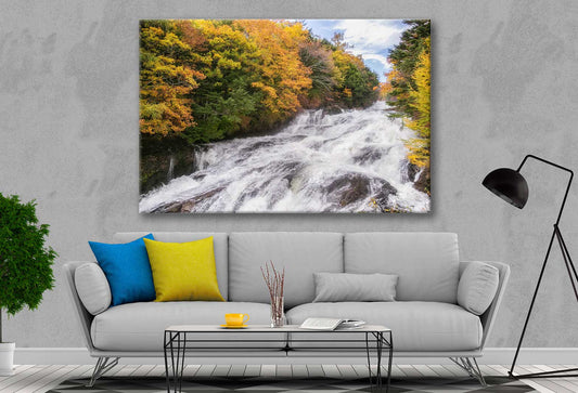 Bella Home Waterfall & Autumn Trees Around Print Canvas Ready to hang