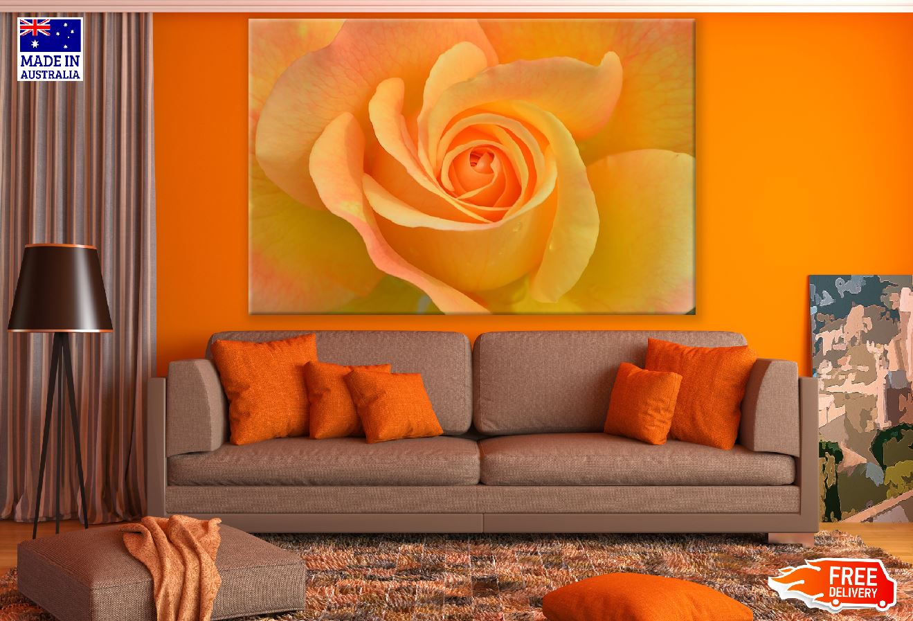 Orange Rose Flower Closeup Photograph Print 100% Australian Made