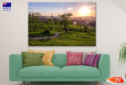 Prague City view from Garden Sunset Photograph Print 100% Australian Made