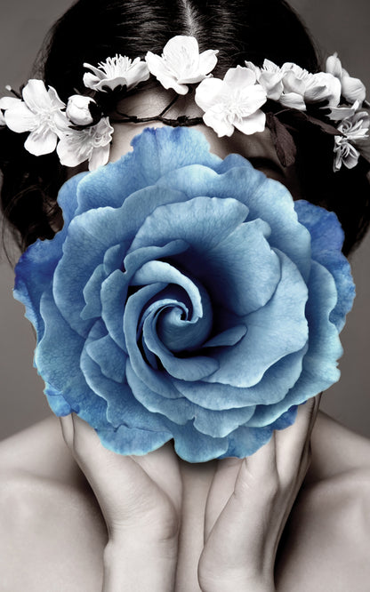 Blue Flower & Woman Photograph Print 100% Australian Made