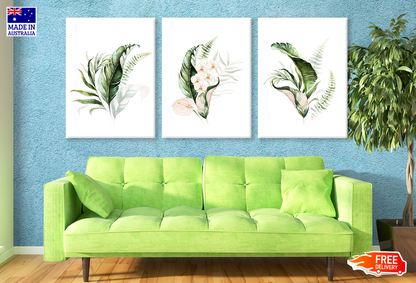 3 Set of Floral & Leaves Painting High Quality print 100% Australian made wall Canvas ready to hang