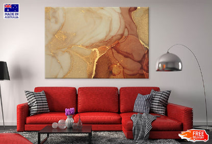 Brown & Gold Abstract Fluid Design Print 100% Australian Made