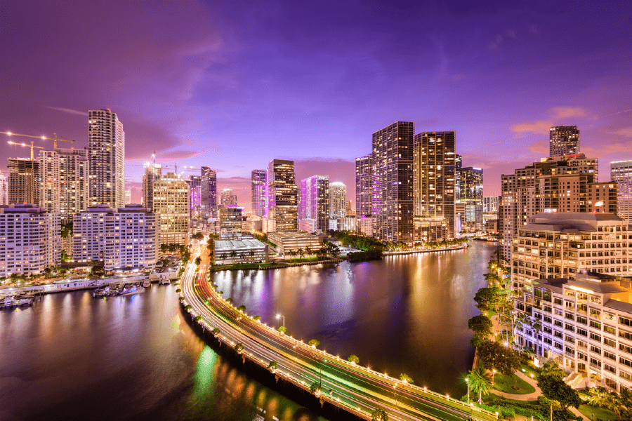 Miami, Florida, USA Downtown at Night Photograph Print 100% Australian Made