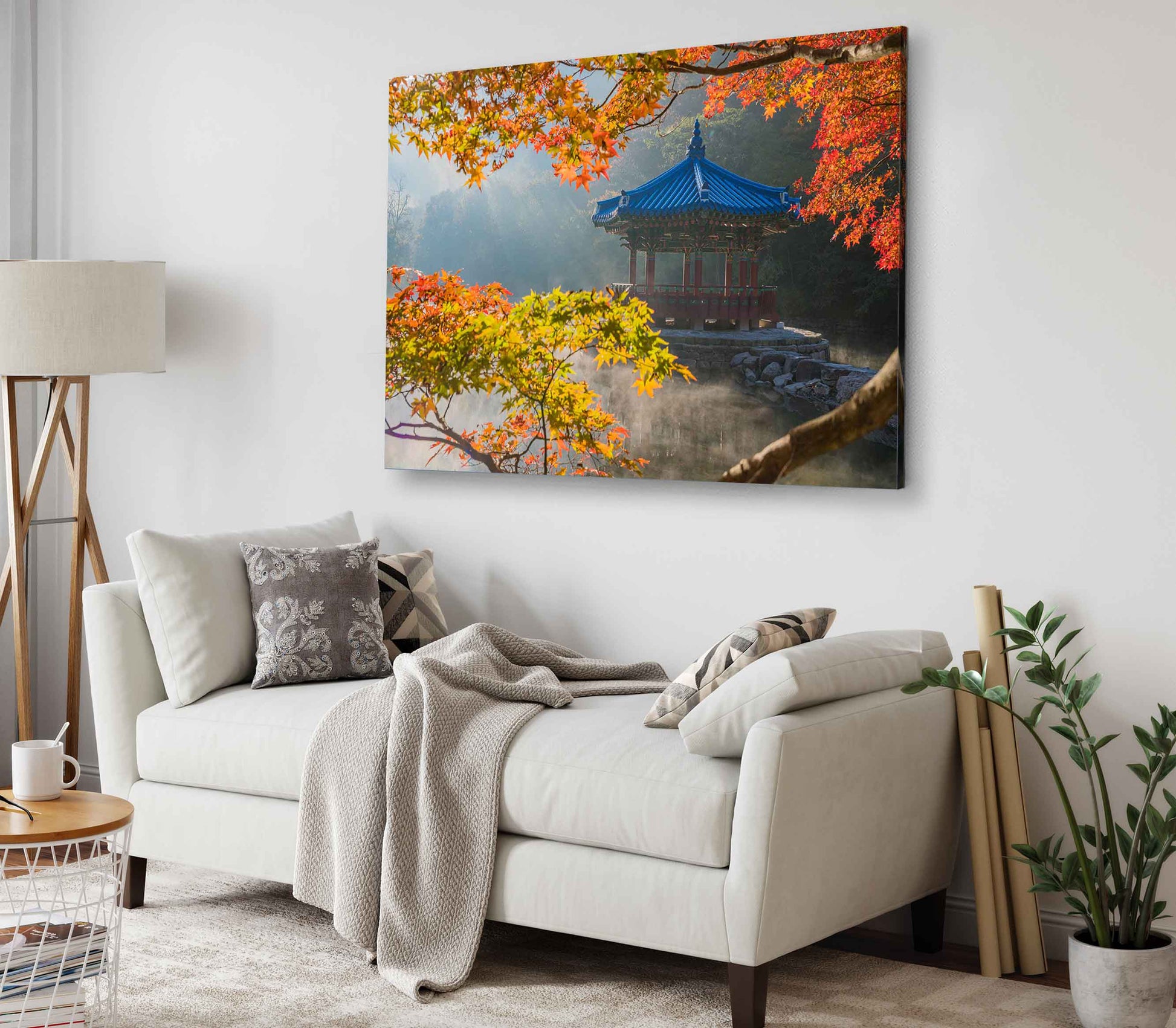 Bella Home Autumn Tree With Lake Print Canvas Ready to hang