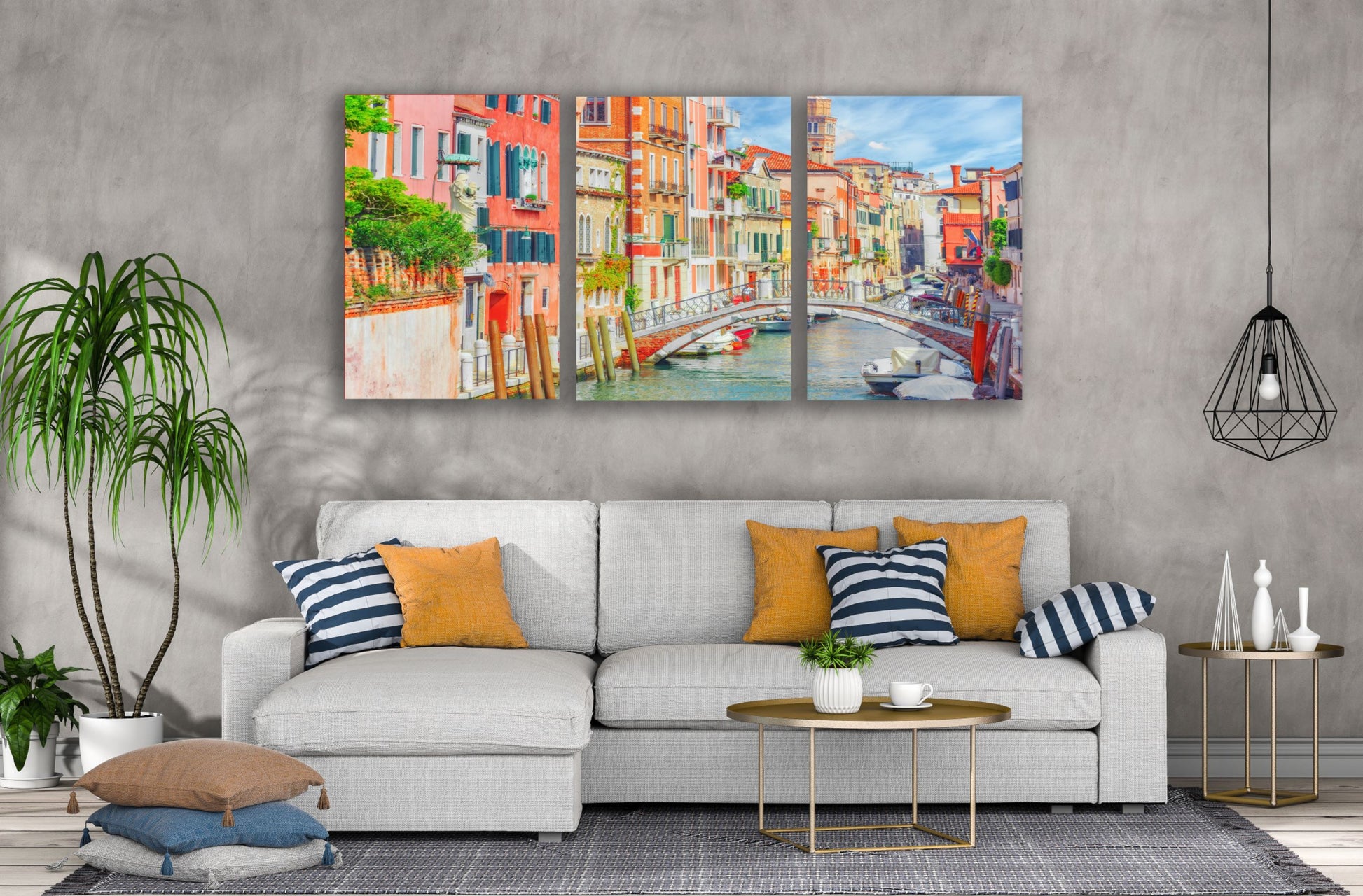 3 Set of Colorful Buildings & Canal Photograph High Quality Print 100% Australian Made Wall Canvas Ready to Hang