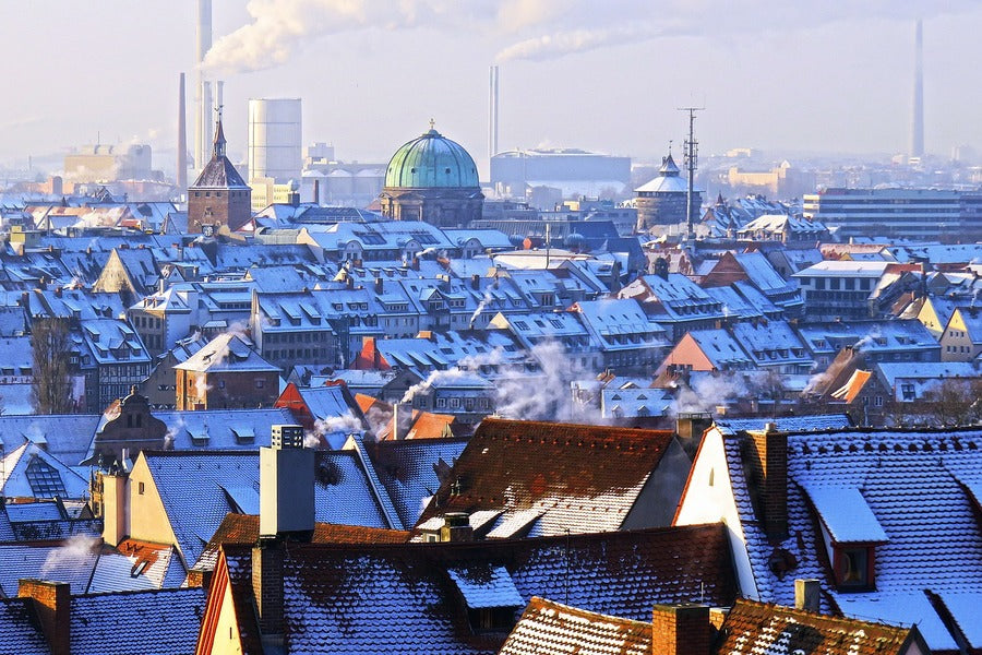 Nuremberg City Snow Coverd Roof, Germany Photograph Print 100% Australian Made