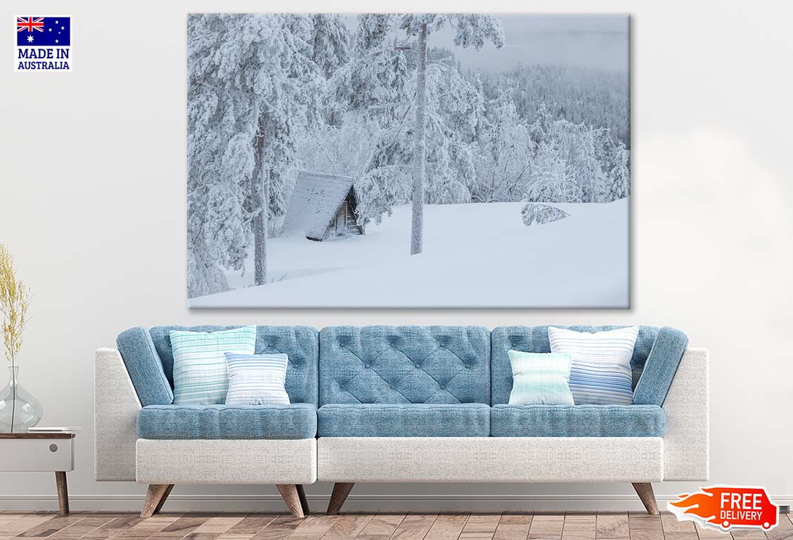 Snow Covered Forest & House Photograph Print 100% Australian Made