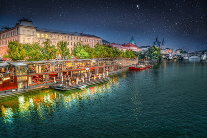 Prague Marina Ristorante Night View Photograph Print 100% Australian Made