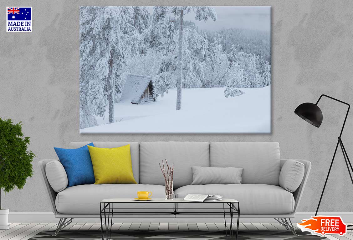 Snow Covered Forest & House Photograph Print 100% Australian Made