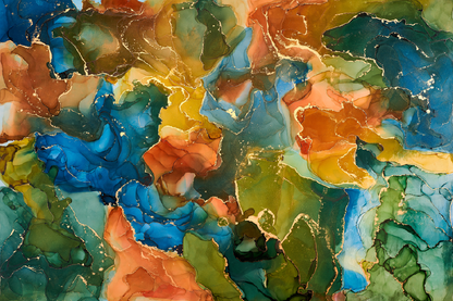 Blue Yellow Orange & Green Abstract Design Home Decor Premium Quality Poster Print Choose Your Sizes