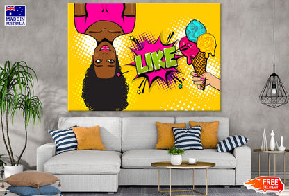 Like Quote With Ice Cream & African Girl Illustration Print 100% Australian Made