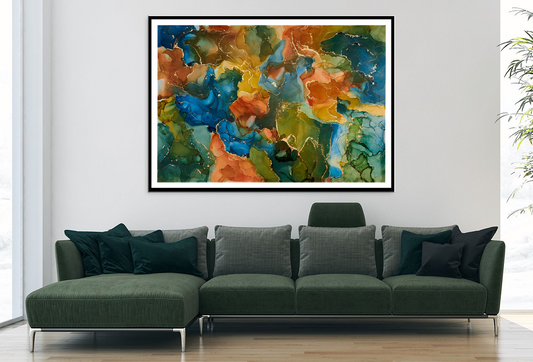 Blue Yellow Orange & Green Abstract Design Home Decor Premium Quality Poster Print Choose Your Sizes
