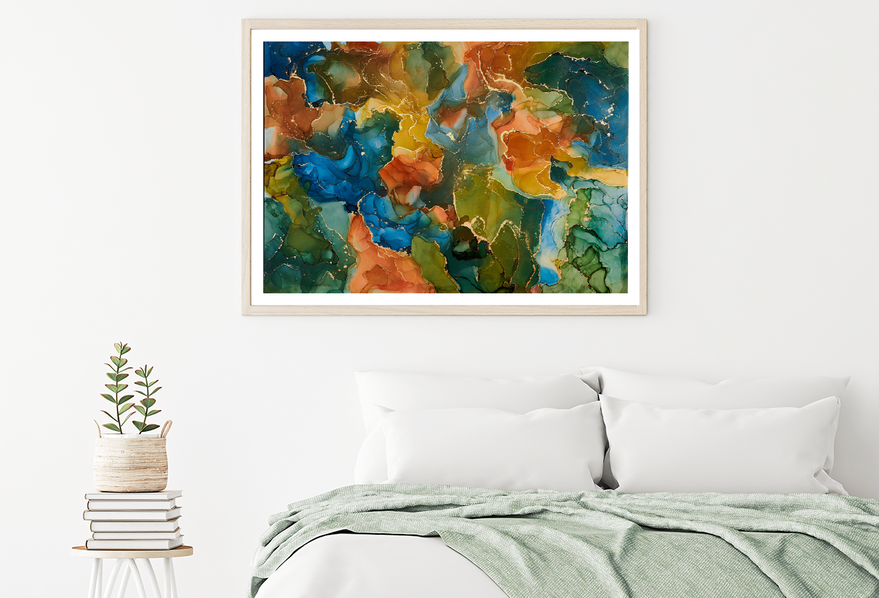Blue Yellow Orange & Green Abstract Design Home Decor Premium Quality Poster Print Choose Your Sizes