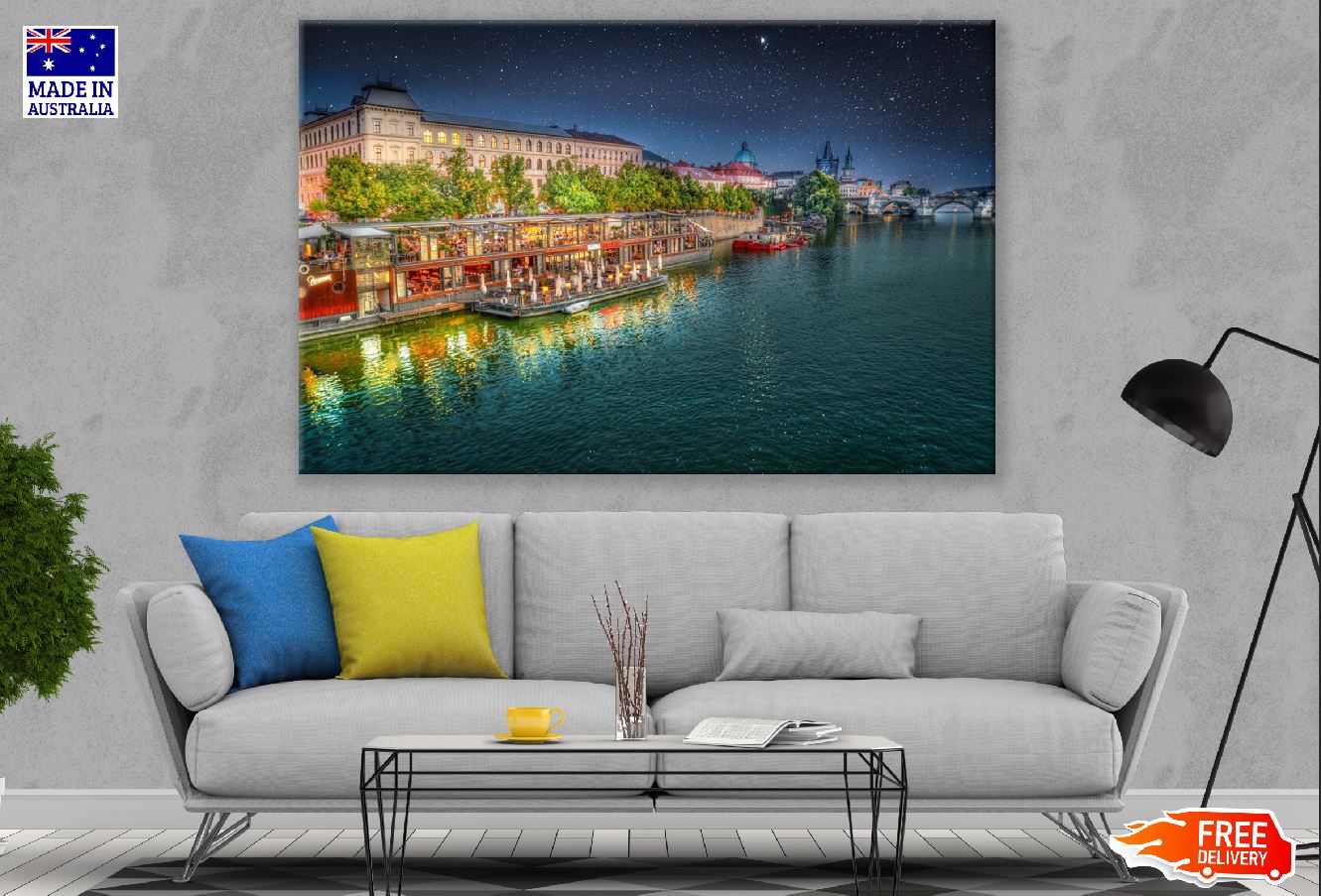 Prague Marina Ristorante Night View Photograph Print 100% Australian Made