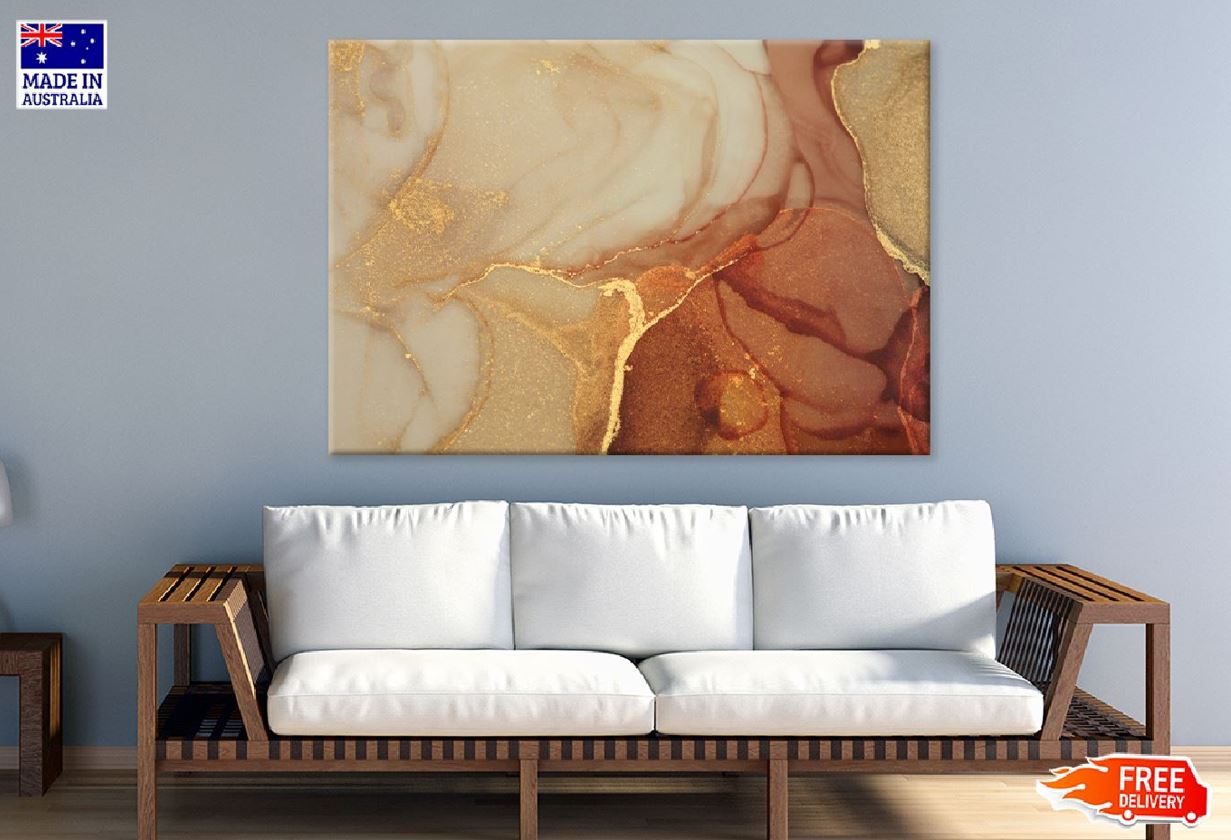 Brown & Gold Abstract Fluid Design Print 100% Australian Made
