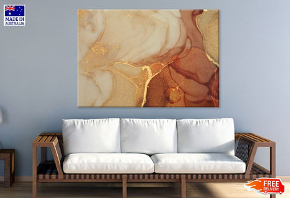 Brown & Gold Abstract Fluid Design Print 100% Australian Made