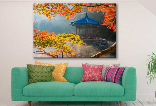 Bella Home Autumn Tree With Lake Print Canvas Ready to hang