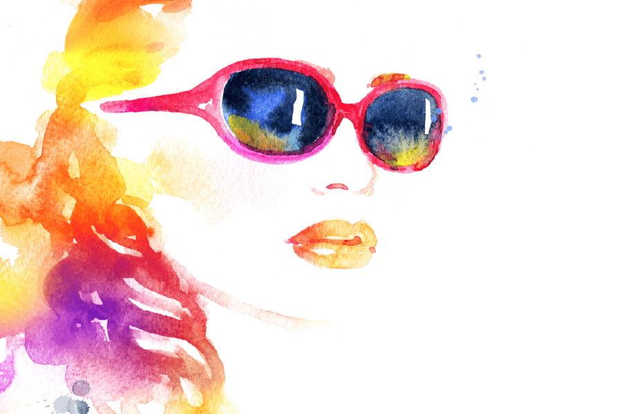 Abstract Woman Face with Sunglasses Watercolor Painting Print 100% Australian Made